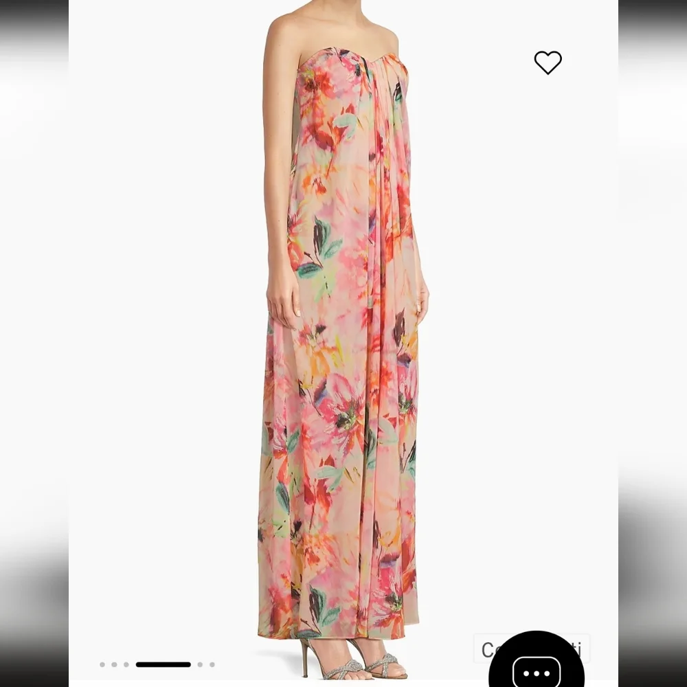 Liv Foster "BROOKE" Dress, Size 8, Strapless, Coral Multi, Chiffon, Lined, NEW! - Picture 5 of 15